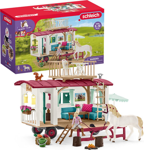 Schleich hesteklub - campingvogn til hemmelige klubmøder - børnelegetøj til drenge og piger - 5 til 12 år - 42593