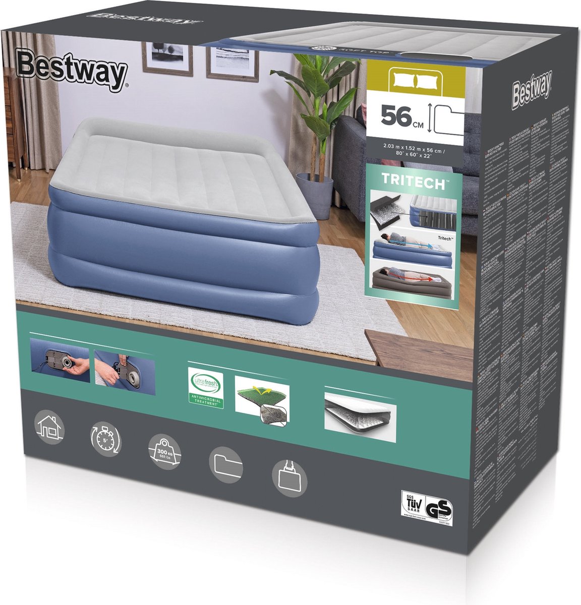 Bestway tritech queen 2-personers luftmadras