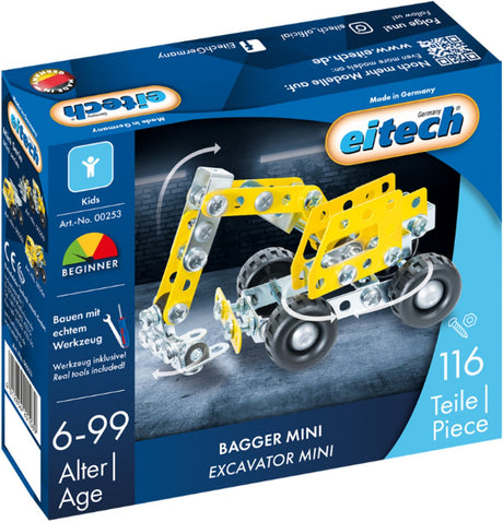 Eitech ® byggeboks – byggesæt til minigravere – 116 dele – metalbyggesæt med værktøj – byggelegetøj – fra 6 år