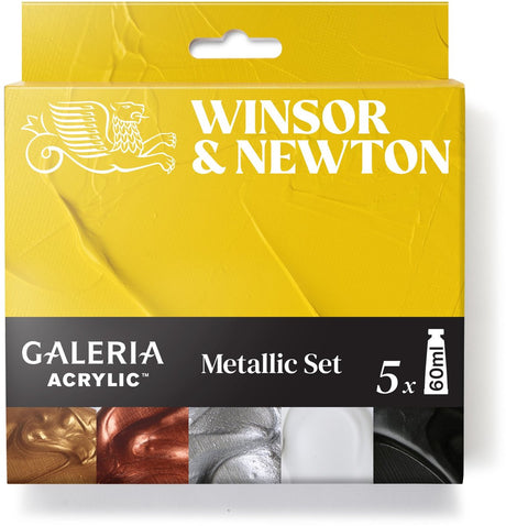 Winsor Newton 2190617 Galeria Akryl Metallic Sæt – 5x60ml | blank akrylmaling til metalliske effekter