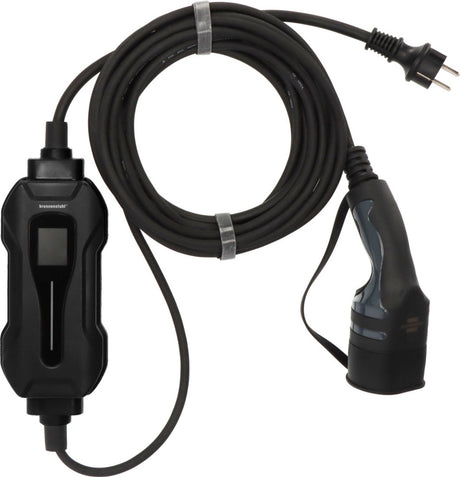 Brennerstuhl bærbar EV-oplader type 2 - beskyttelseskontakt 8m (mobil ladestation 10a, 2,3kw, ip44, enkeltfaset, display med ladeinformation, til elektriske hybridbiler bev phev, inkl. transporttaske)
