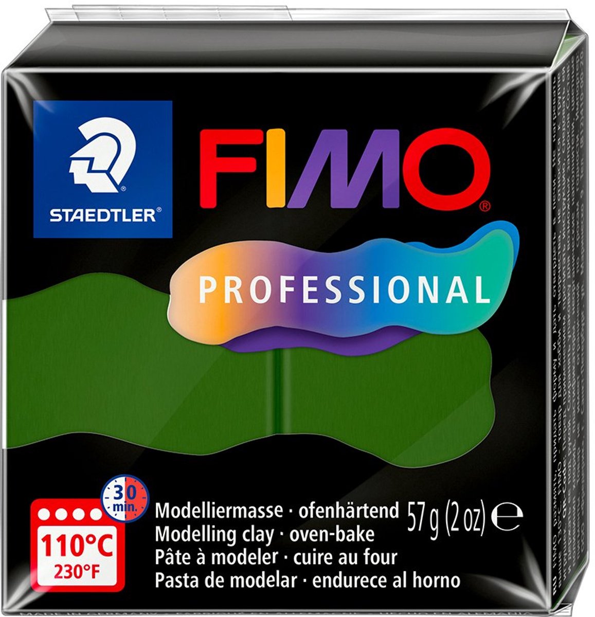 Fimo professional - ovnhærdende modellervoks - blok 57 gr - bladgrøn