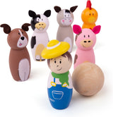 Bigjigs spil - bowling - gård - 8 cm høj