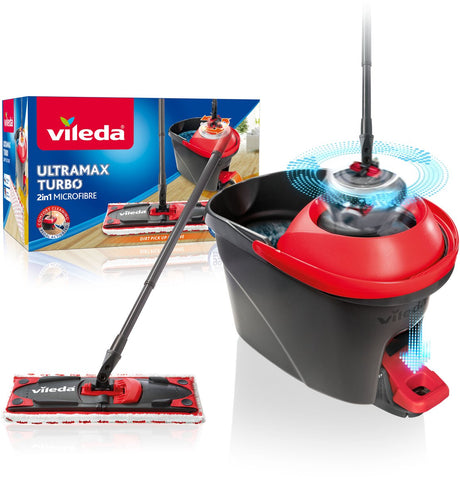 Vileda ultramax turbomoppesystem - komplet gulvviskersæt med spand og pedaltryk - til alle typer gulve