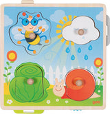 Goki-puslespil: i haven 21,8x22,5x2,8cm, 4-delt, med baggrundsbilleder, træ, 1+