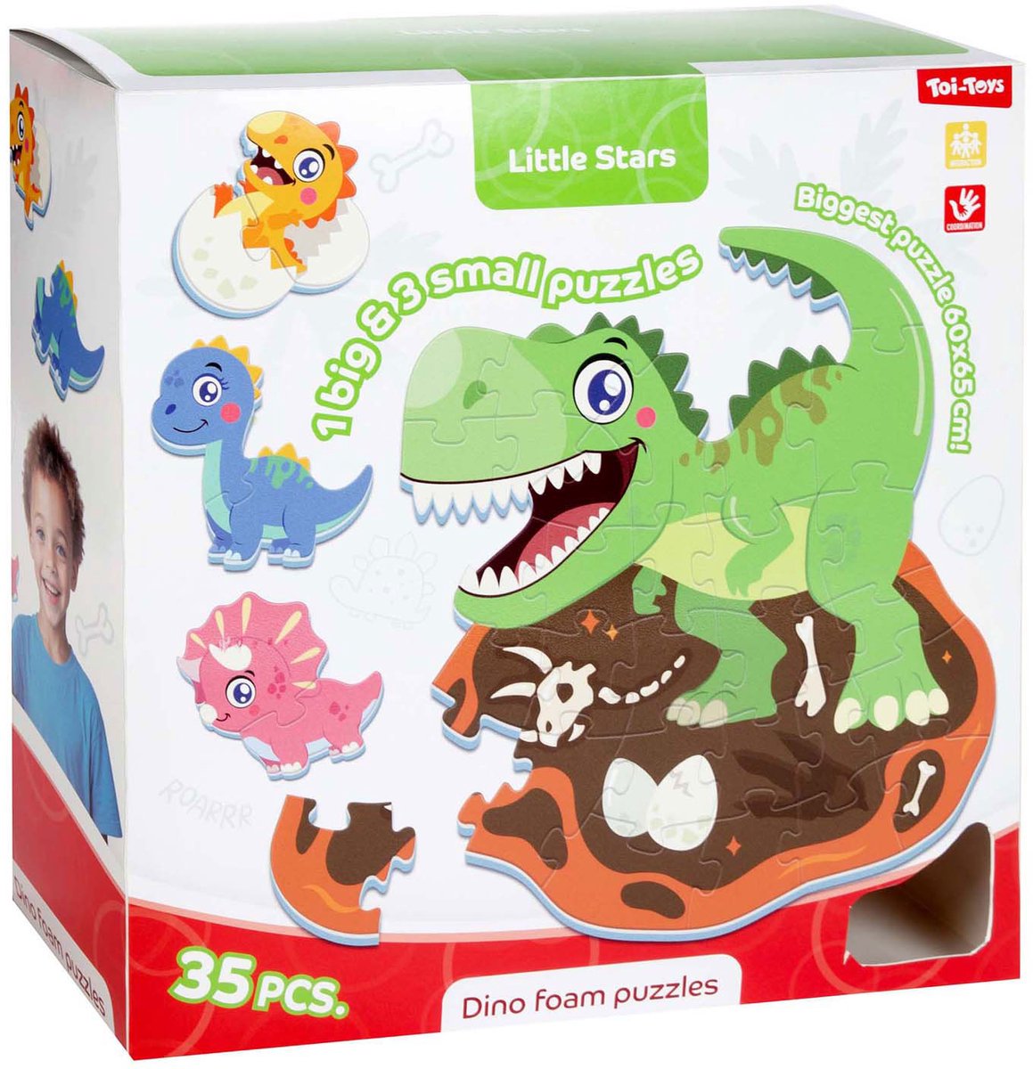 Toi-legetøj små stjerner skum gulv puslespil dino, 36 stk.