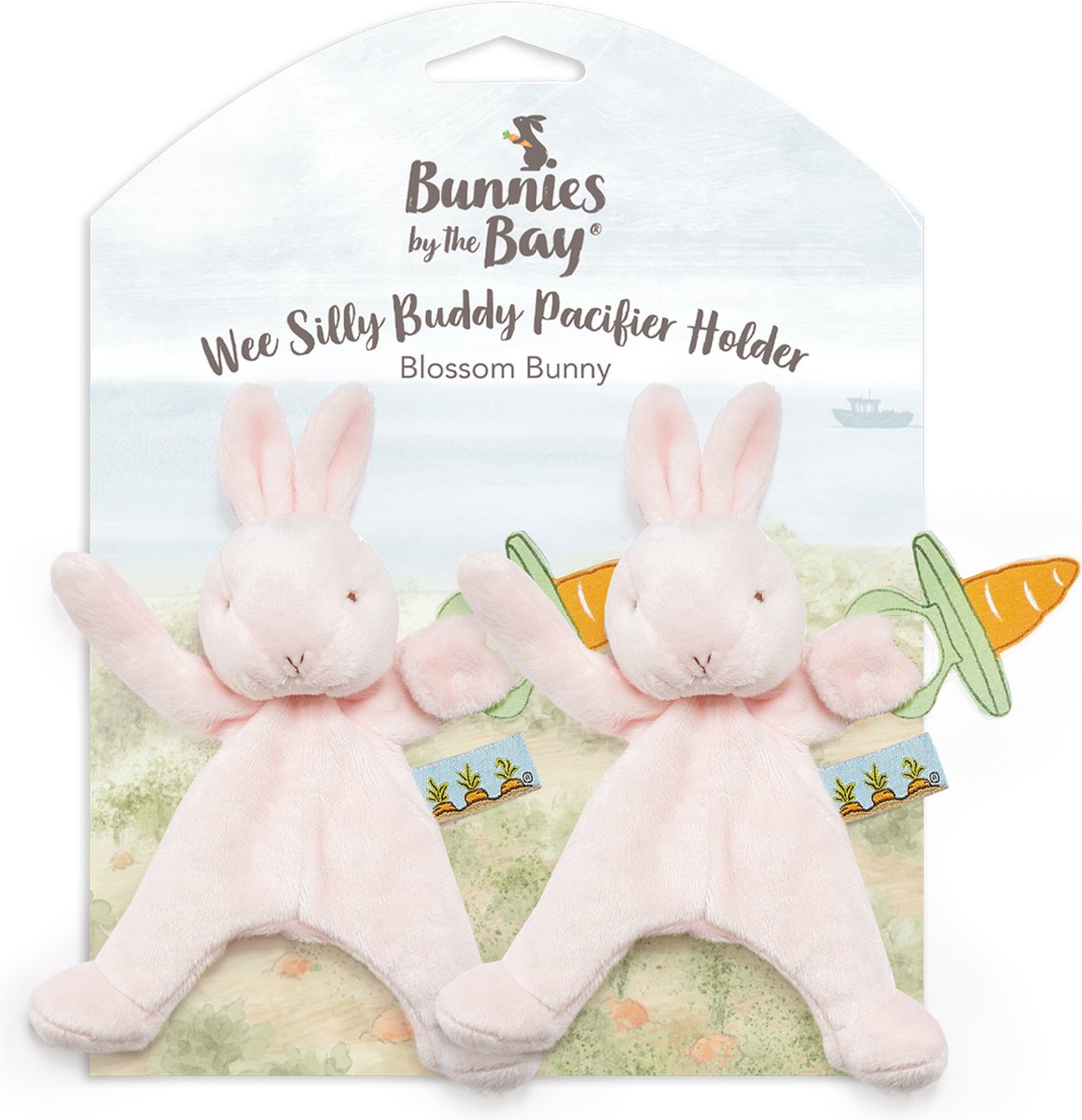 Bunnies by the Bay sæt med 2 putteklude med kaninsutholder - sutteklud - Velcrolukning til sut - pink - 2 stk.