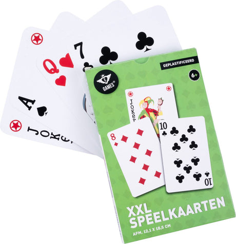Longfield xxl playing cards 12.1 x 18.5 cm – plasticized paper card game (54 cards) – extra large card game for board games family game – angel heart