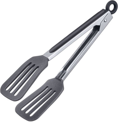 Westmark serveringstang, med store silikoneklinger og gummihåndtag, længde: 26,5 cm, rustfrit stål plast silikone, komfort silikone mini, sølv sort, 16112270