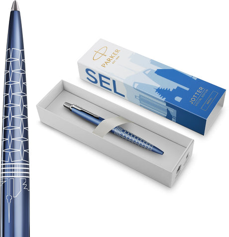 Parker jotter kuglepen | specialudgave | seoul blå med krom detaljer | medium nib | blåt blæk | gaveemballage