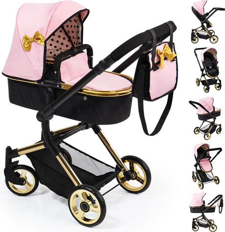 Bayer design - kombi dukkevogn neo vario - sort pink guld
