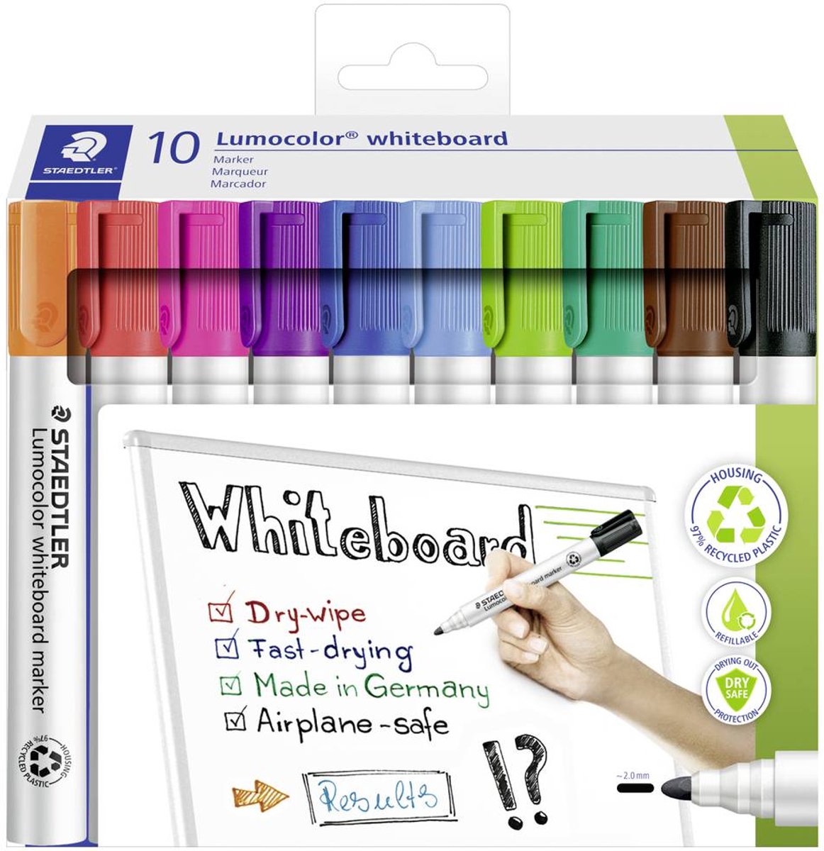 Staedtler - lumocolor - tavlemarkør - papsæt med 10 farver