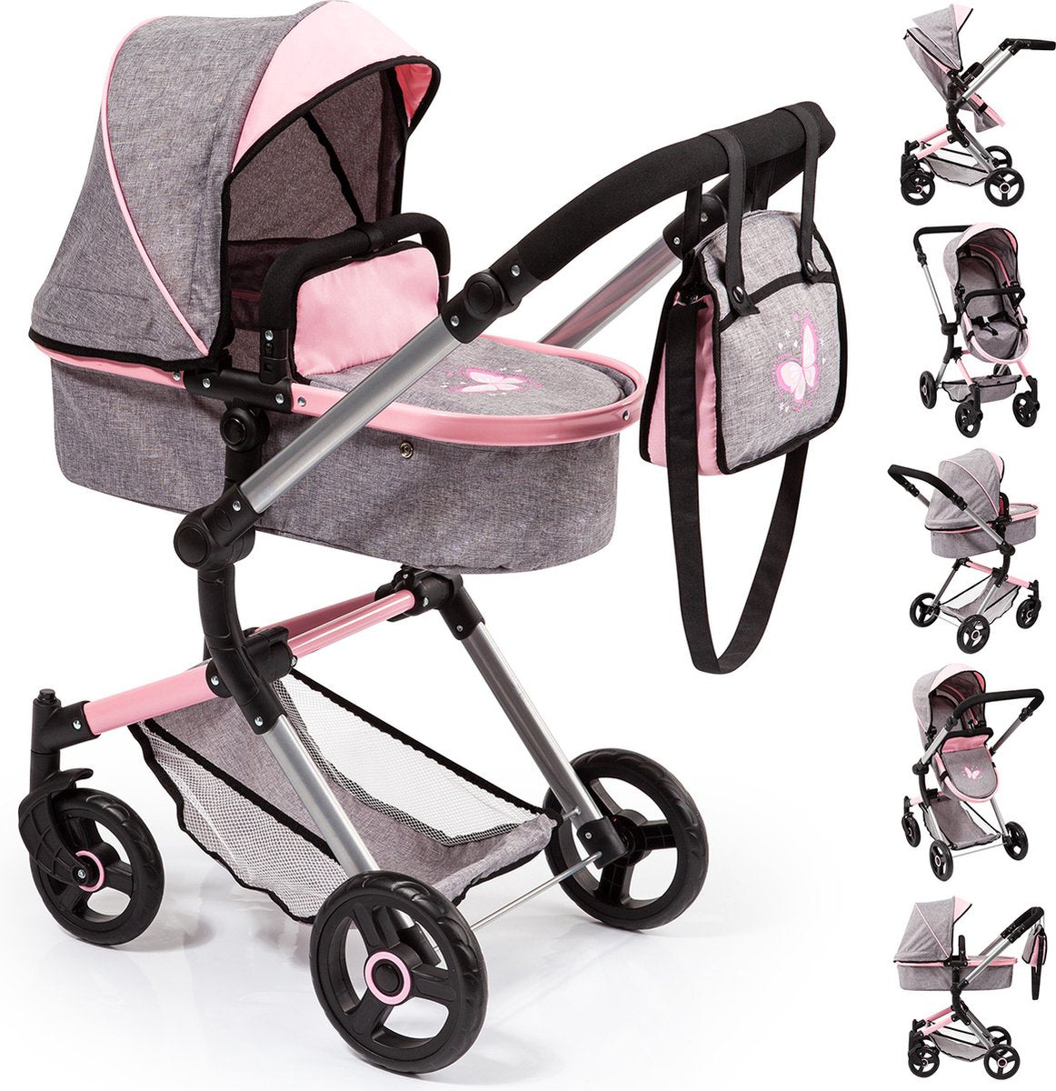 Bayer design - dukkevogn neo vario - grå med sommerfugl