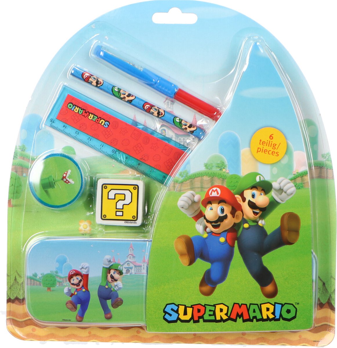 Undercover GmbH Undercover Super Mario Skolesæt - 7-delt dåse med papirvarer.