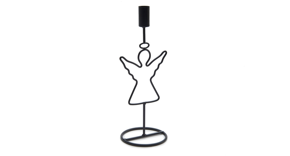 Metal angel candle holder 28cm black