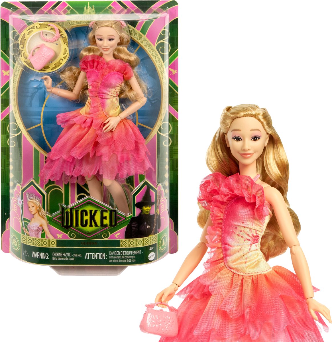 Wicked glinda - med kort pink kjole - modedukke