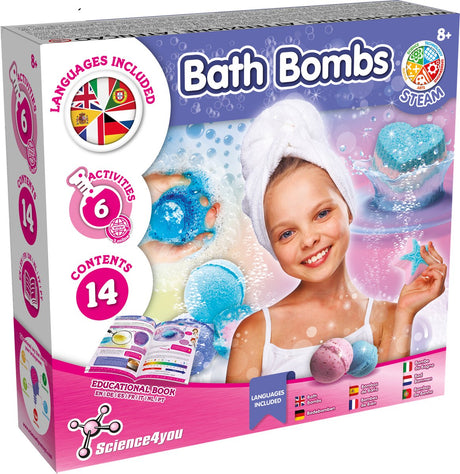 Science 4 you science4you badebomber - eksperimentsæt - kit til fremstilling af badebombe til børn fra 8 år - 6 eksperimenter - pædagogisk videnskabssæt