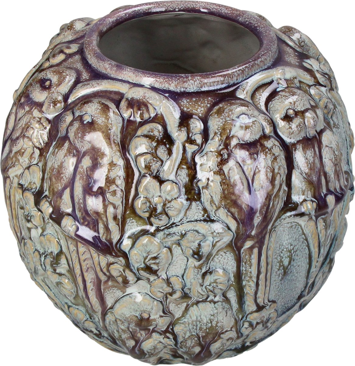 Hd collection vaas vogels aardewerk 22x22x19.5cm