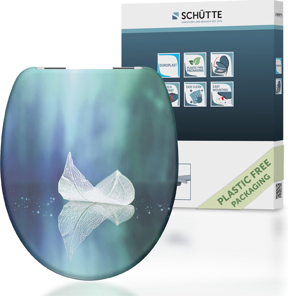 Schütte toiletsæde 82153 falden blad - duroplast - soft close - krom hængsler - indretning - 1-sidet print