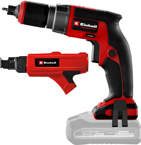 Einhell professionel batteri gipspladeskruetrækker tp-dy 18 li solo - power x-change - 18 v li-ion - 5000 t min - dybdestop - kontinuerlig drift - inkl. magasin og kuffert e-boks s35 - ekskl. batteri og oplader