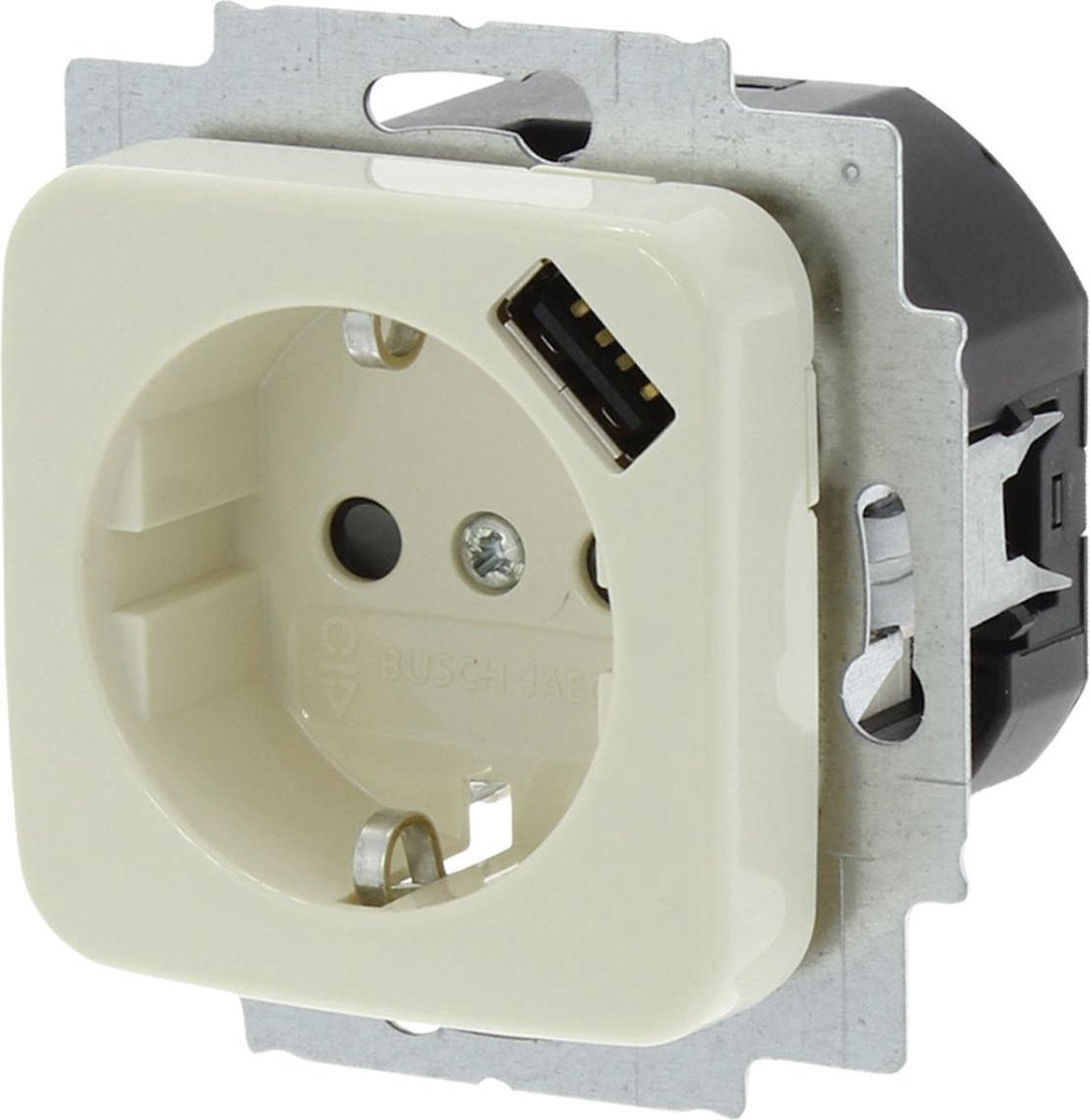 Busch-jaeger si indbygget vægstik USB - 1-vejs - jordet - creme