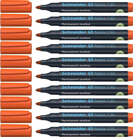 Schneider skriveredskaber schneider permanent tusch - maxx 130 - rund spids - orange - 10 stk - stregbredde 1-3 mm - s-113006-10