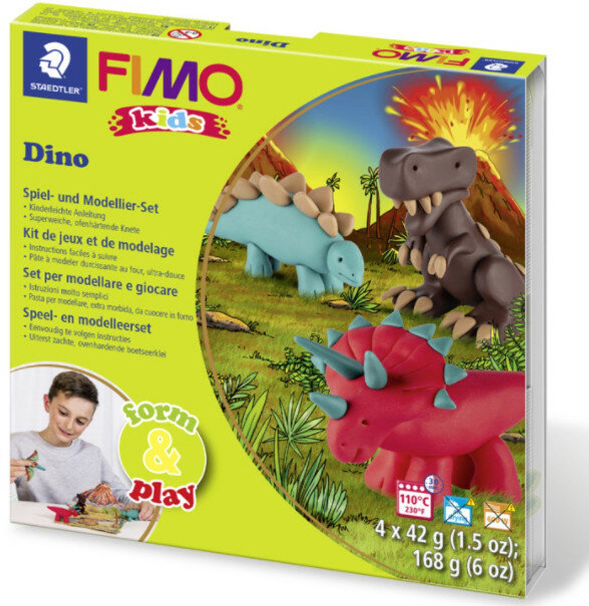 Fimo kids 8034 - ovnhærdende modellervoks - form legesæt - dino