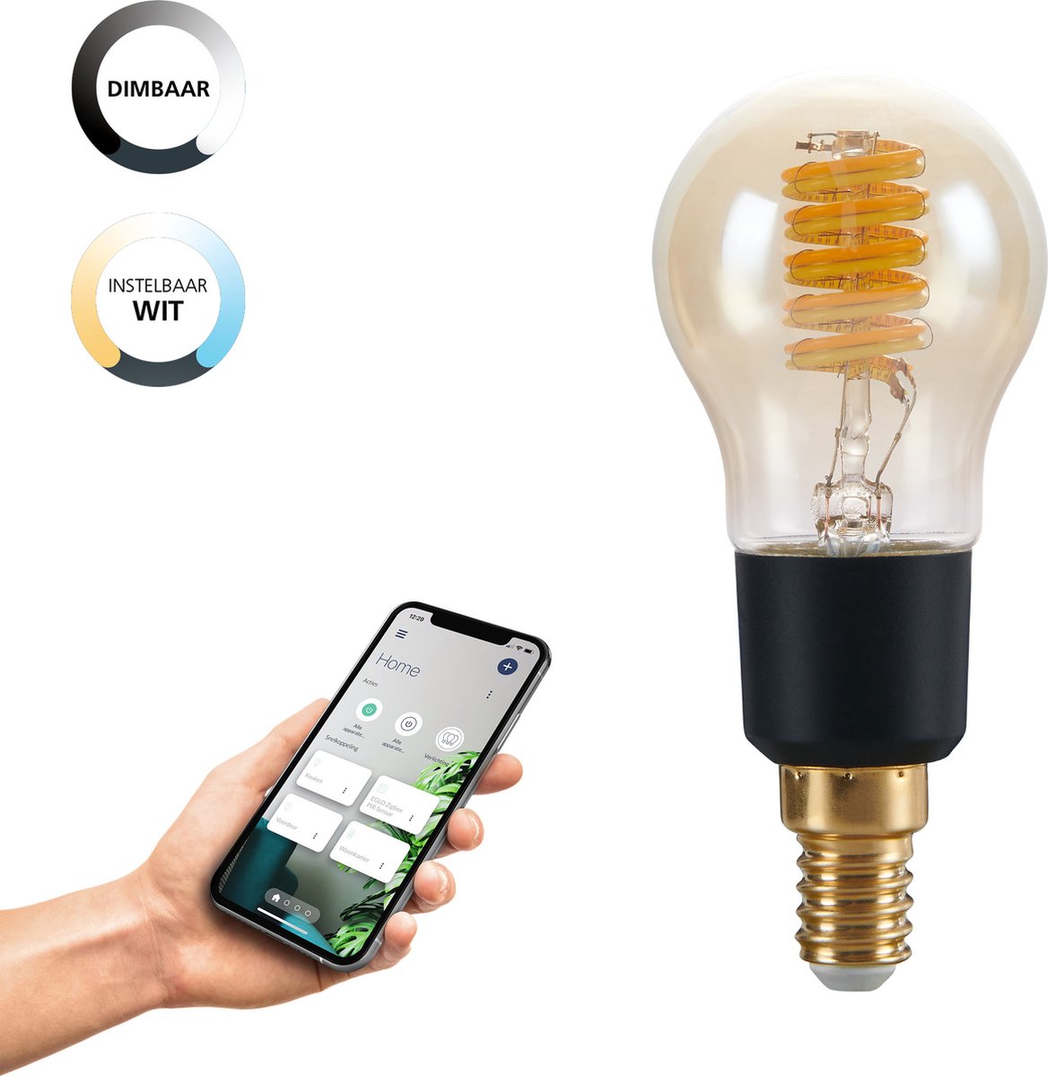 Eglo connect.z smart LED-lampe - e14 - ø 4,5 cm - rav - justerbart hvidt lys - dæmpbar - zigbee