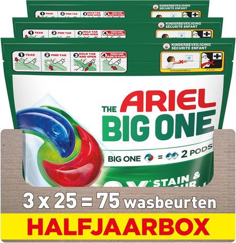 Ariel 3-i-1 vaskemiddelbælg den store originale - 3 x 25 vaske