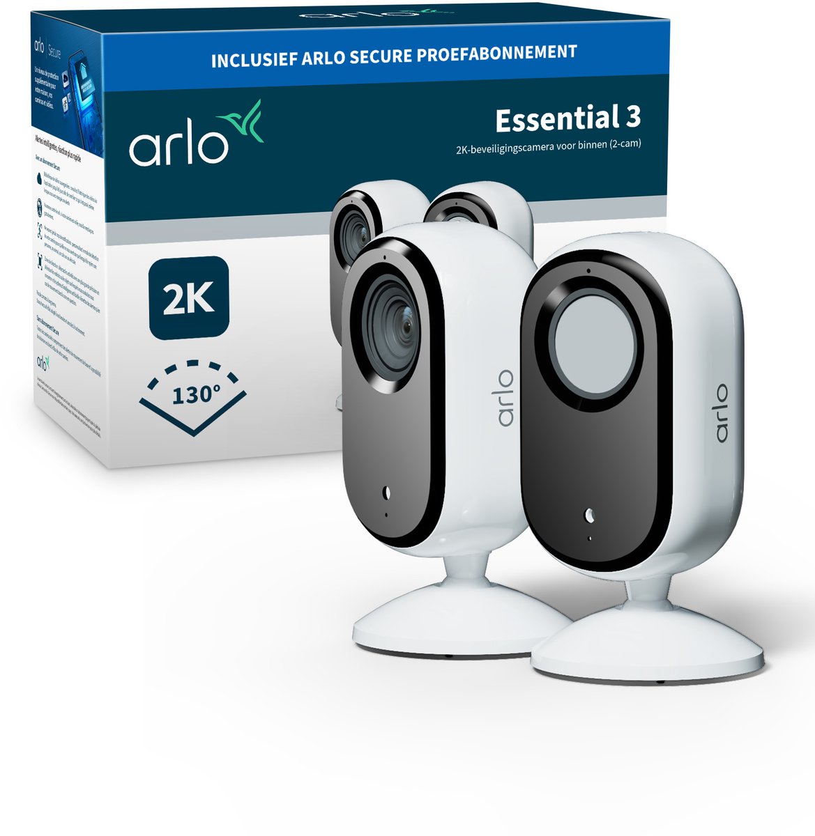 Arlo essential3 2k sikkerhedskamera til indendørs brug - 2 ip-kameraer