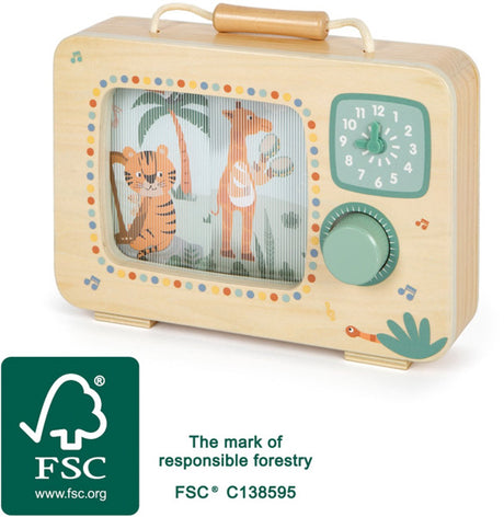 Lille fod - tv-spildåse i træ safari fsc