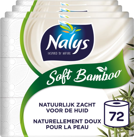 Nalys blødt bambus toiletpapir - 72 ruller - hvid (3-lags) - værdipakke - papiremballage