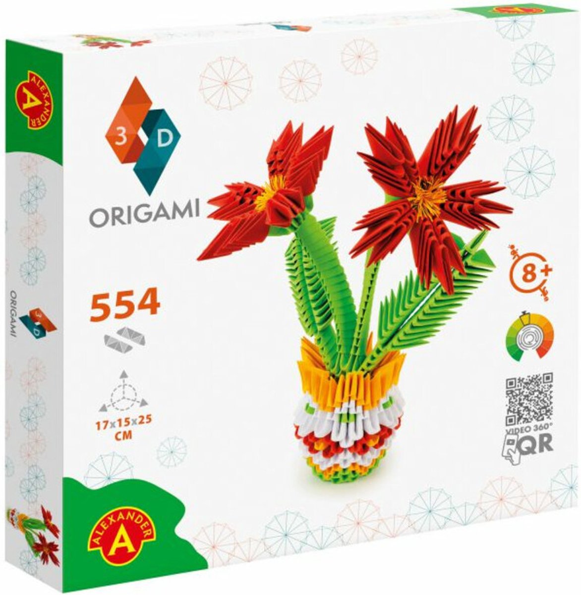 Alexander legetøj origami 3d - blomstervase, 554 stk.