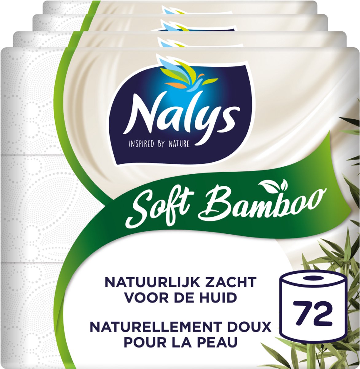 Nalys blødt bambus toiletpapir - 72 ruller - hvid (3-lags) - værdipakke - papiremballage