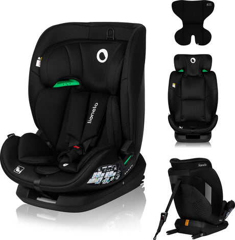 Lionelo lavendel i-size babyautostol - 9 til 36 kg (1,5-12 år gruppe 1 2 3 76-150 cm) - autostol med isofix - højforstærket sidebeskyttelse - ventilation - stålforstærkning - monteringsindikatorer - 5 liggepositioner, justerbar nakkestøtte