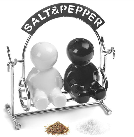 Balvi salt og peber sæt gynge - metal - sort og hvid