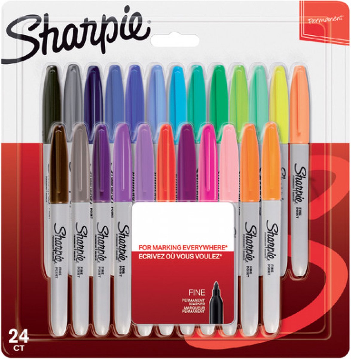 Sharpie permanente markører | fint punkt | forskellige farver | 24 stk