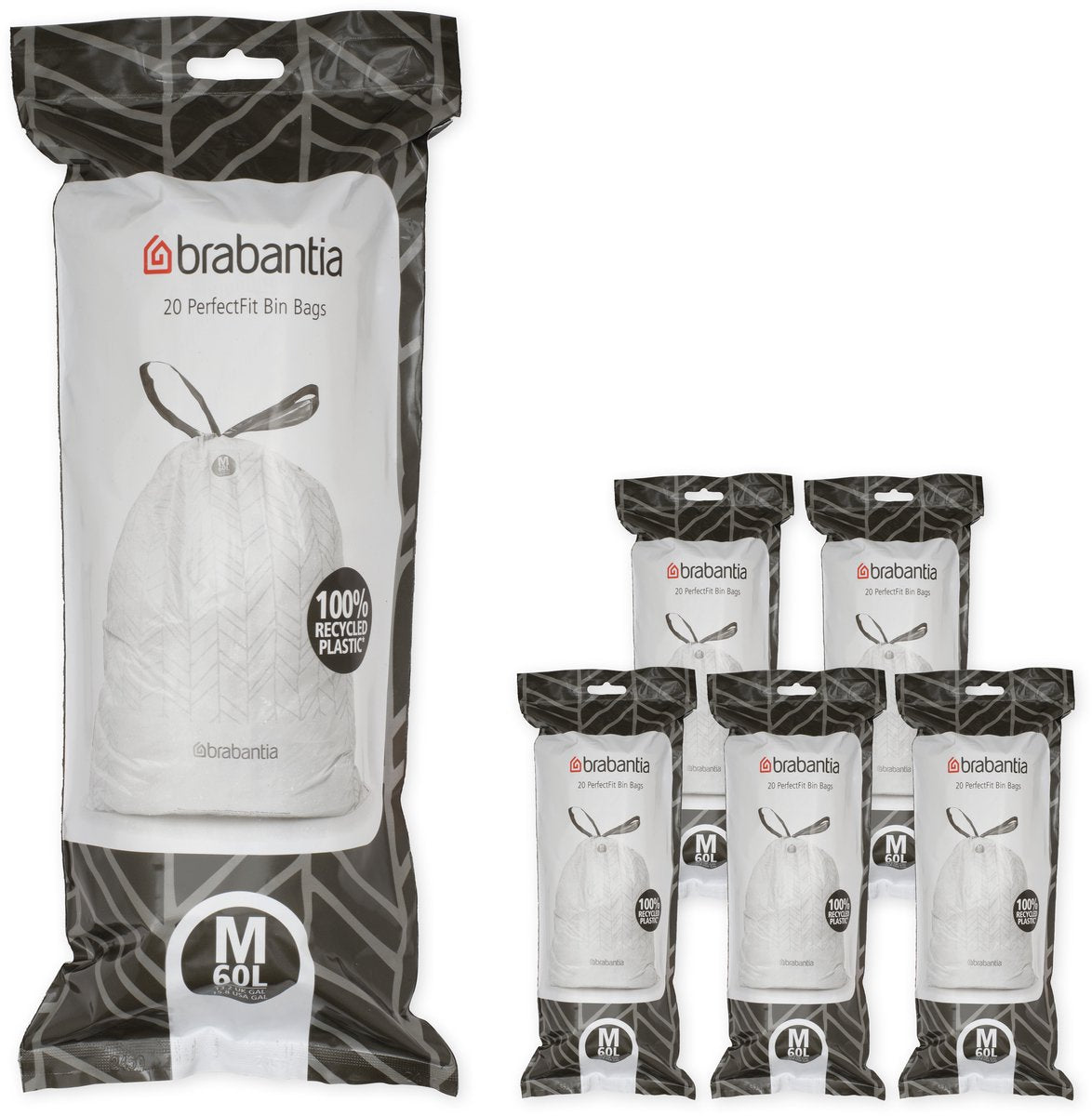Brabantia perfectfit affaldssække - 60 l - kode m - 6 ruller x 20 stk.