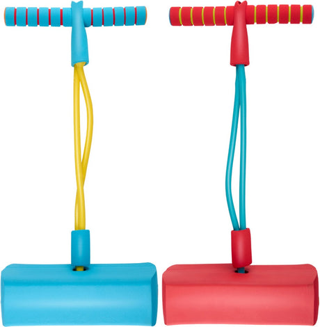 Eddy toys pogo jumper foam - springstok voor kinderen - geschikt voor buitenspeelgoed - gemaakt van kunststof - afmetingen 24,5x12x52 cm - gewicht 325 gram - kleur blauw, rood en geel