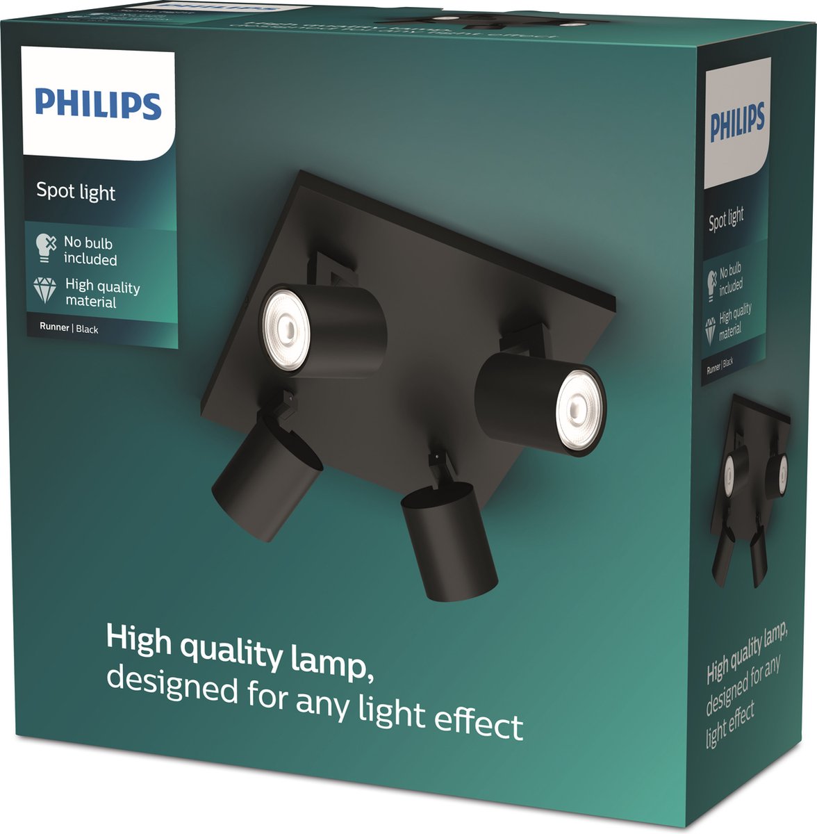 Philips led philips runner opbouwspot - 4-lichts - zwart