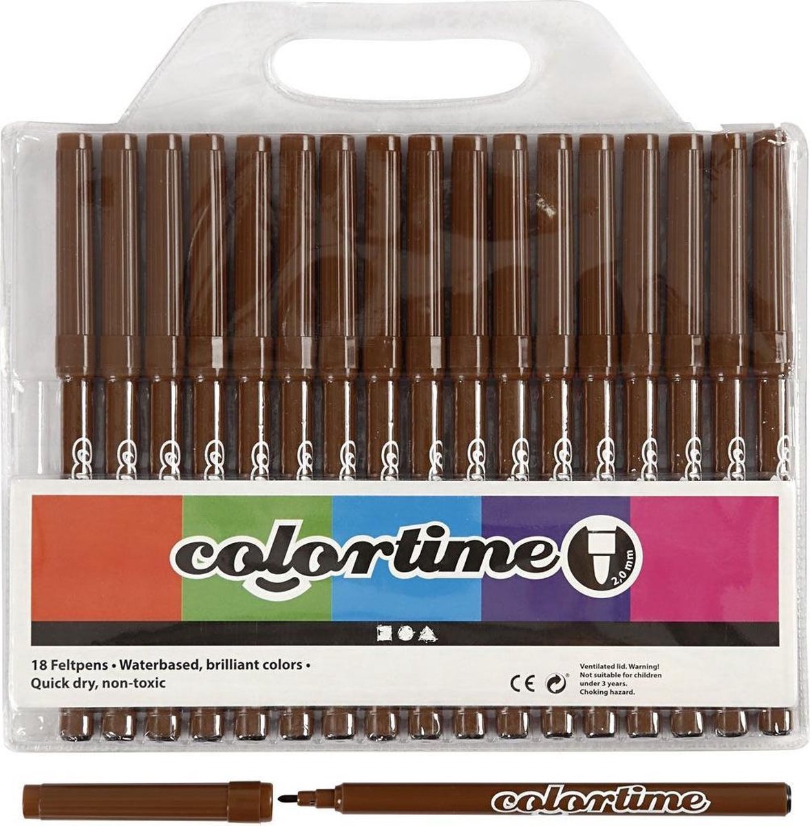 Colortime markør stregtykkelse: 2 mm brun 18 stk