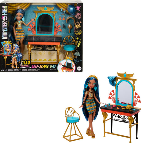 Mattel spil monster high cleo de nile - selvpleje med en uhyggelig berøring - dukke og legesæt