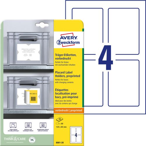 Etiketter avery zweckform 8001-5 hvid a4