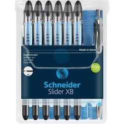 Schneider skriveredskaber schneider kuglepen - slider basic - nib xb - sort - 6 stk + 1x slider rave free - s-151276