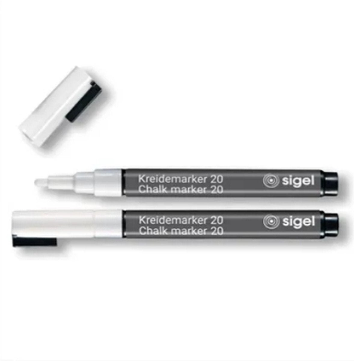 Umærket sans marque sigel kridtmarkør - hvid - rund spids 1-2 mm - 2 stk - si-ba178