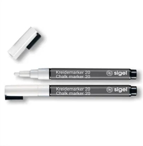 Umærket sans marque sigel kridtmarkør - hvid - rund spids 1-2 mm - 2 stk - si-ba178