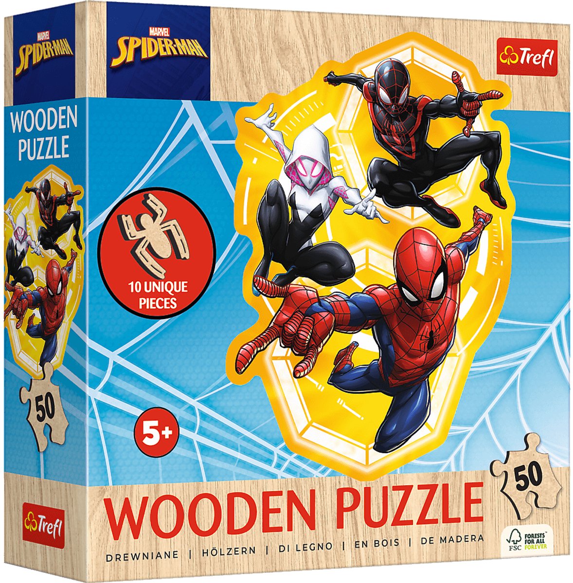 Trefl træpuslespil spider-man action - marvel legetøj fsc mix.