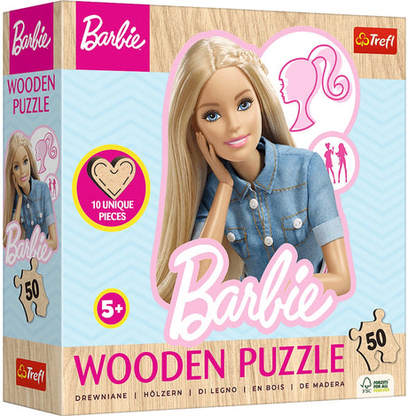 Trefl favorit moderigtige barbie mattel træ puslespil i træ - 50 brikker - fra 4 år