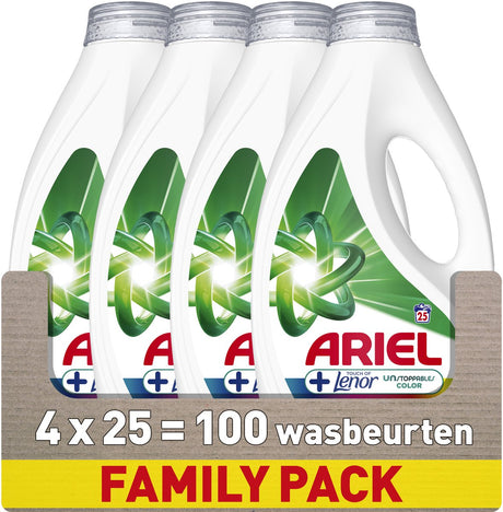 Ariel vaskemiddel + strejf af lenor unstoppables farve - 4 x 25 vaske