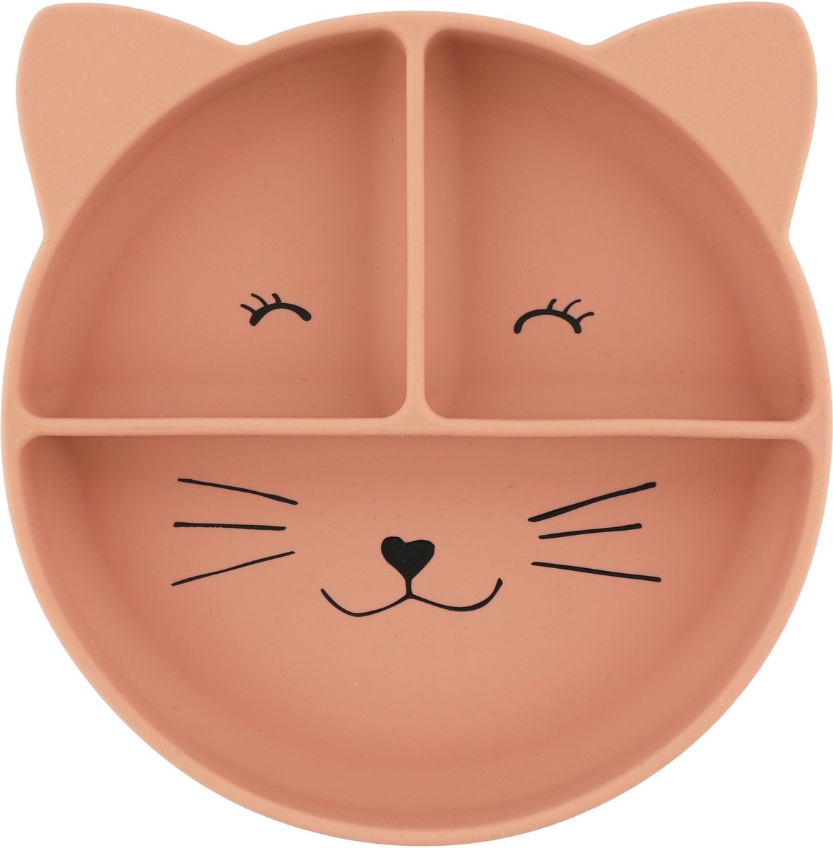 Trixie børnetallerken med rum - mrs. kat - tallerken med sugekop - til babyer fra 4 måneder - lavet af silikone - tåler opvaskemaskine